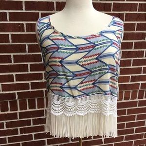 🆑Hippy Laundry Fringed Crop Top